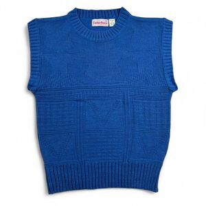 Vintage 90s Blue Sweater Vest Women’s Size M Knit Crewneck Retro